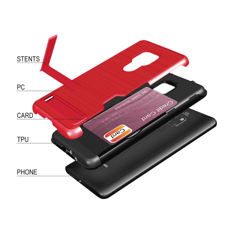 Ultra-thin TPU+PC Brushed Texture Shockproof Protective Case for Huawei Mate 20, with Holder & Card Slot