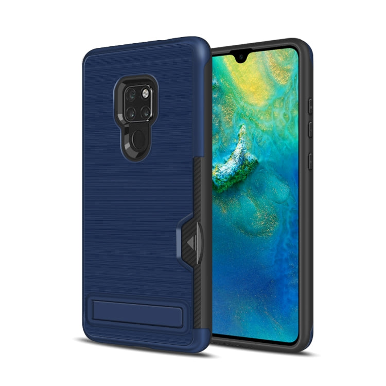 Ultra-thin TPU+PC Brushed Texture Shockproof Protective Case for Huawei Mate 20, with Holder & Card Slot