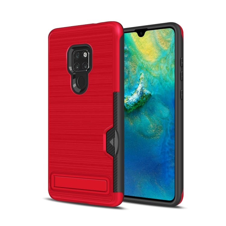 Ultra-thin TPU+PC Brushed Texture Shockproof Protective Case for Huawei Mate 20, with Holder & Card Slot