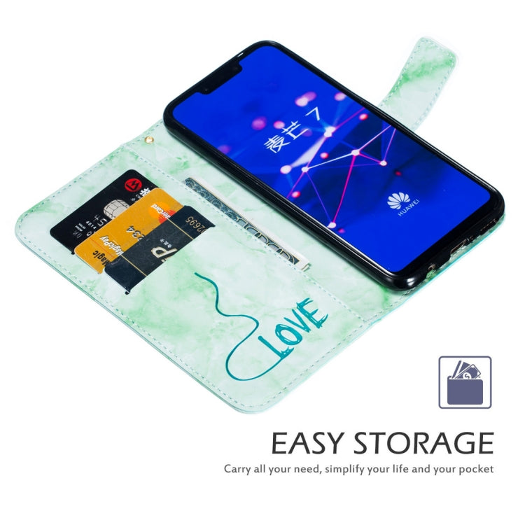 Heart + Marble Pattern Horizontal Flip Leather Case for Huawei Mate 20 Lite, with Holder & Card Slots & Wallet & Lanyard