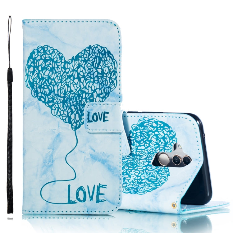 Heart + Marble Pattern Horizontal Flip Leather Case for Huawei Mate 20 Lite, with Holder & Card Slots & Wallet & Lanyard