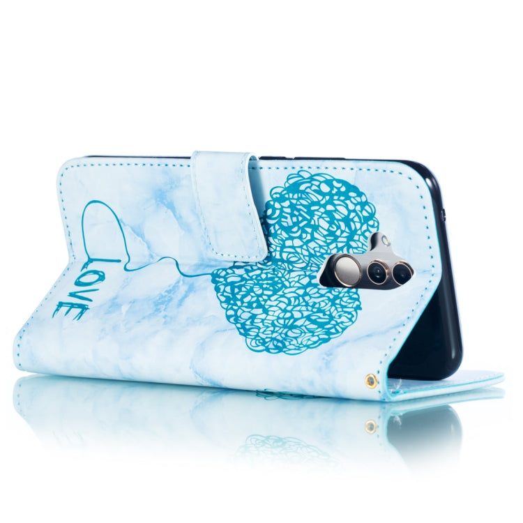 Heart + Marble Pattern Horizontal Flip Leather Case for Huawei Mate 20 Lite, with Holder & Card Slots & Wallet & Lanyard