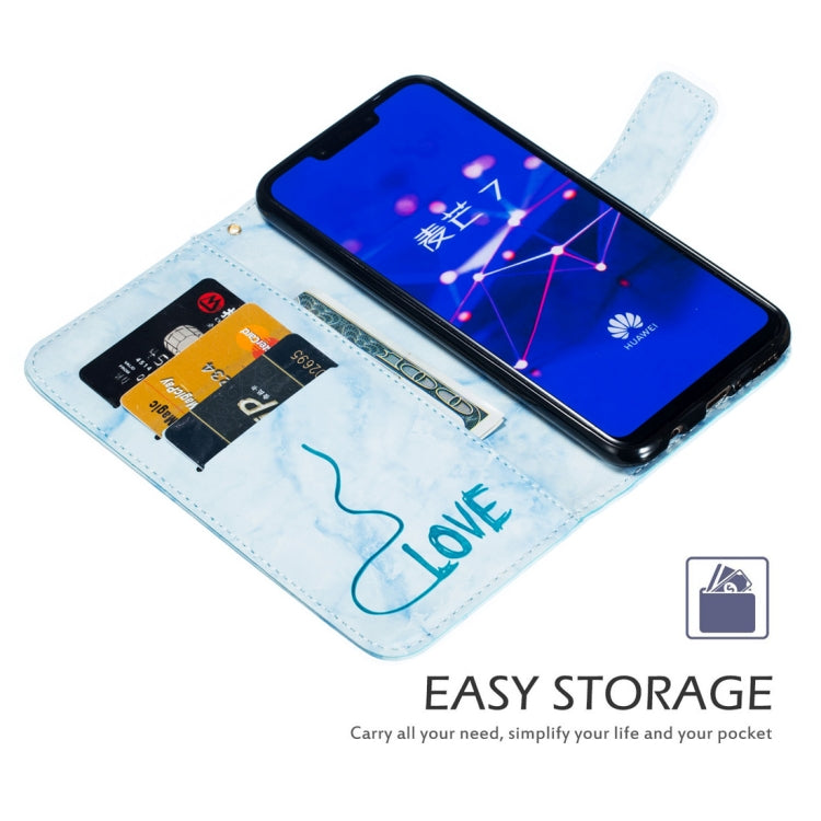 Heart + Marble Pattern Horizontal Flip Leather Case for Huawei Mate 20 Lite, with Holder & Card Slots & Wallet & Lanyard