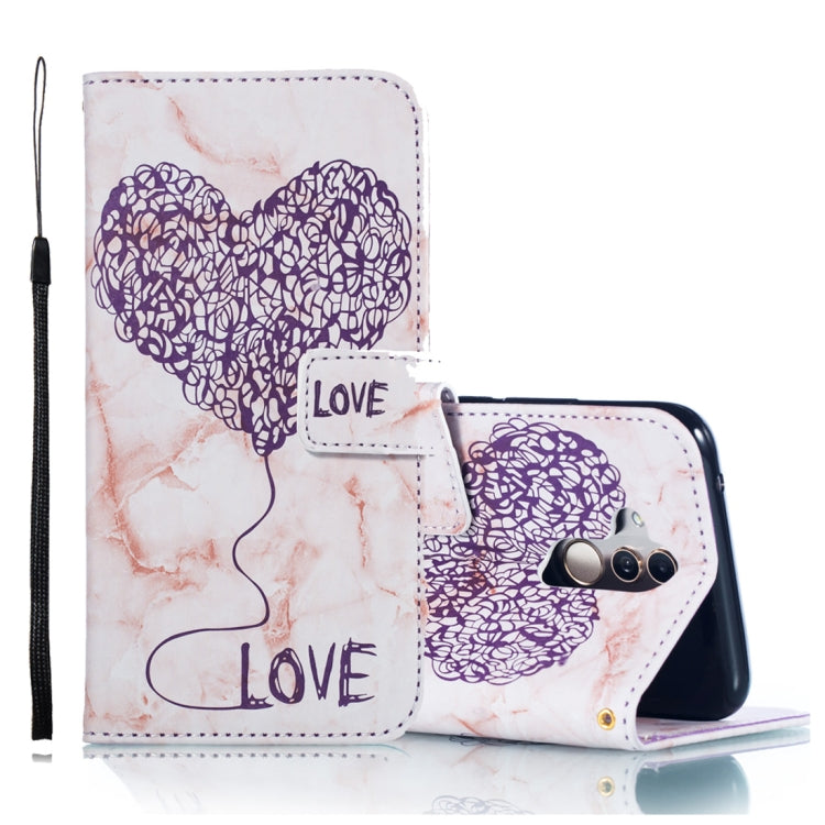Heart + Marble Pattern Horizontal Flip Leather Case for Huawei Mate 20 Lite, with Holder & Card Slots & Wallet & Lanyard