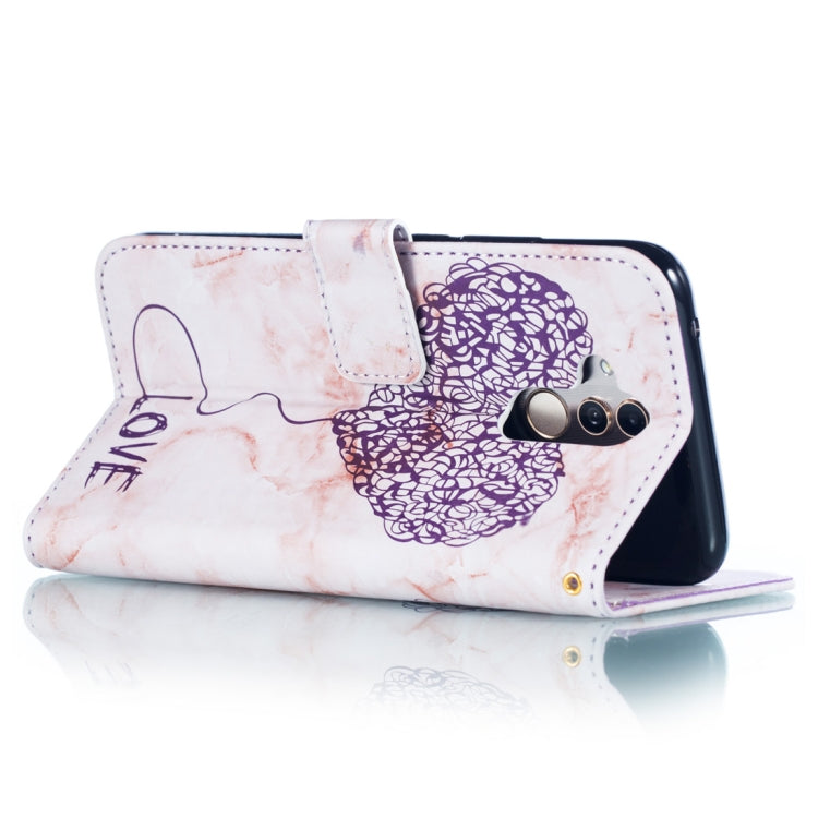 Heart + Marble Pattern Horizontal Flip Leather Case for Huawei Mate 20 Lite, with Holder & Card Slots & Wallet & Lanyard