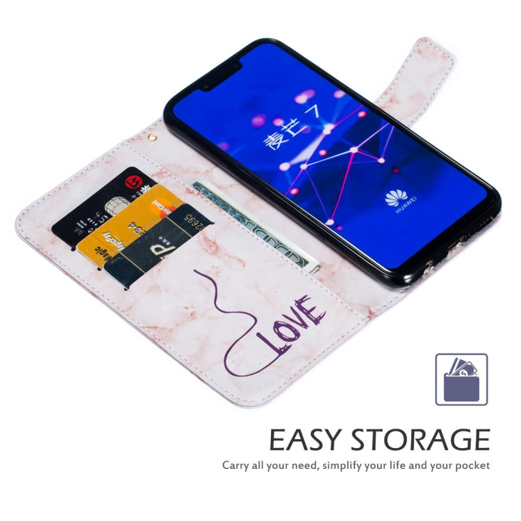 Heart + Marble Pattern Horizontal Flip Leather Case for Huawei Mate 20 Lite, with Holder & Card Slots & Wallet & Lanyard