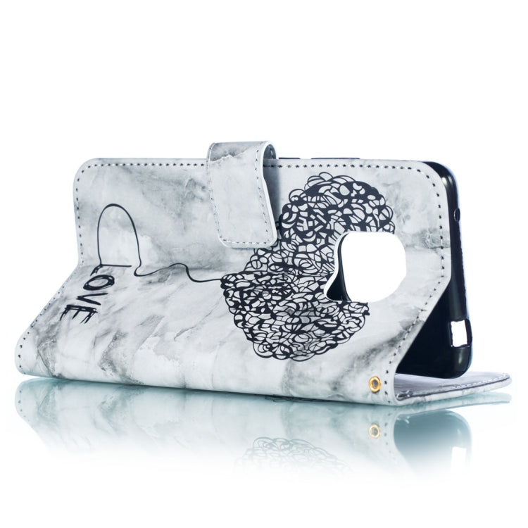 Heart + Marble Pattern Horizontal Flip Leather Case for Huawei Mate 20 Pro, with Holder & Card Slots & Wallet & Lanyard