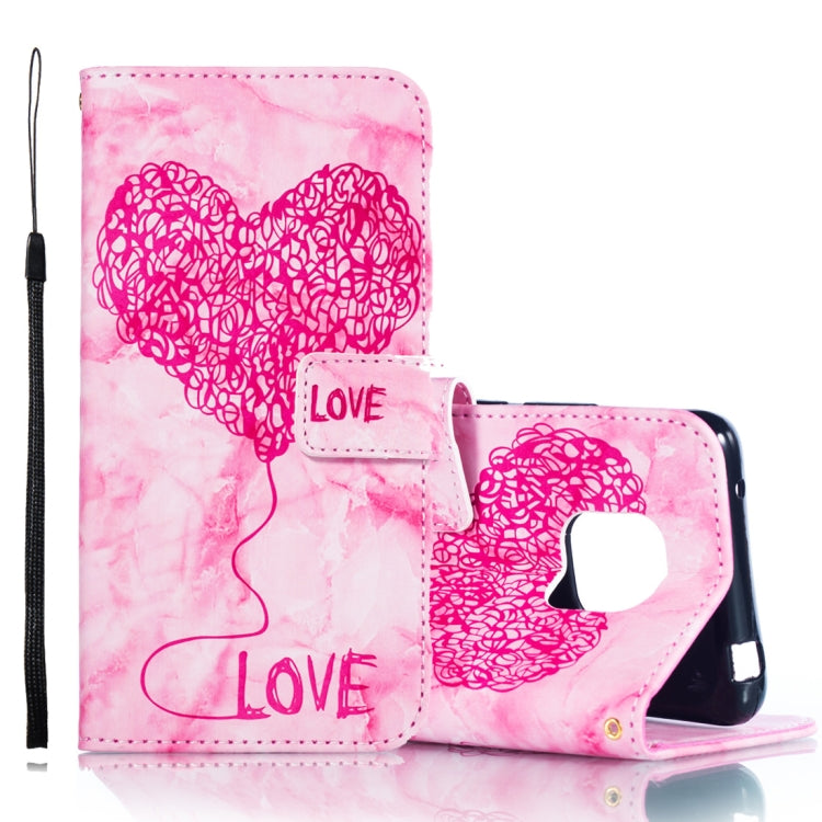 Heart + Marble Pattern Horizontal Flip Leather Case for Huawei Mate 20 Pro, with Holder & Card Slots & Wallet & Lanyard
