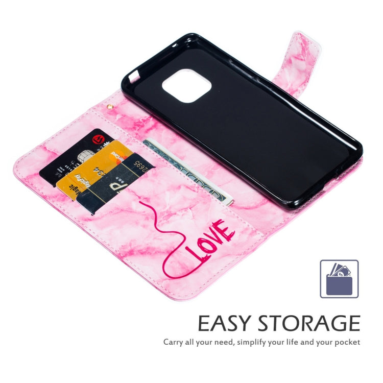 Heart + Marble Pattern Horizontal Flip Leather Case for Huawei Mate 20 Pro, with Holder & Card Slots & Wallet & Lanyard