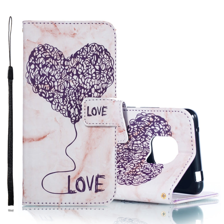 Heart + Marble Pattern Horizontal Flip Leather Case for Huawei Mate 20 Pro, with Holder & Card Slots & Wallet & Lanyard