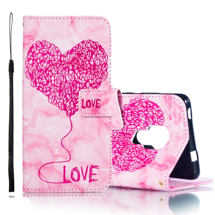 Heart + Marble Pattern Horizontal Flip Leather Case for Huawei Mate 20, with Holder & Card Slots & Wallet & Lanyard