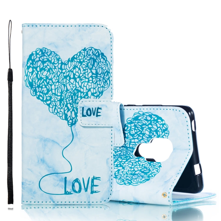 Heart + Marble Pattern Horizontal Flip Leather Case for Huawei Mate 20, with Holder & Card Slots & Wallet & Lanyard