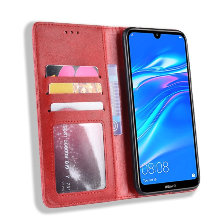 Magnetic Buckle Retro Texture Horizontal Flip Leather Case for Huawei Y7 (2019) / Y7 Prime (2019), with Holder & Card Slots & Wallet