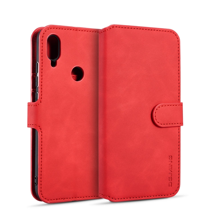 DG.MING Retro Oil Side Horizontal Flip Case for Huawei Y6 (2019), with Holder & Card Slots & Wallet