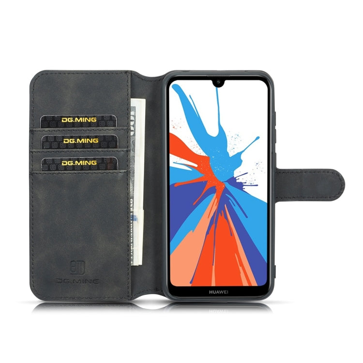 DG.MING Retro Oil Side Horizontal Flip Case for Huawei Y6 Pro (2019), with Holder & Card Slots & Wallet