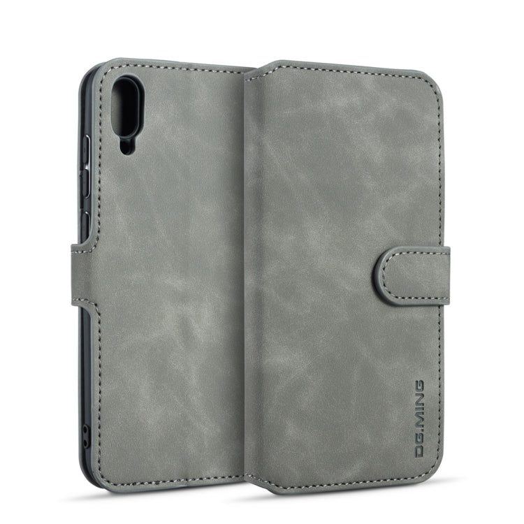 DG.MING Retro Oil Side Horizontal Flip Case for Huawei Y6 Pro (2019), with Holder & Card Slots & Wallet