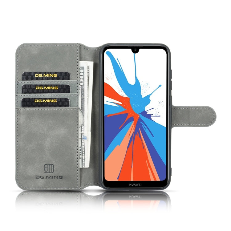 DG.MING Retro Oil Side Horizontal Flip Case for Huawei Y7 Pro (2019), with Holder & Card Slots & Wallet