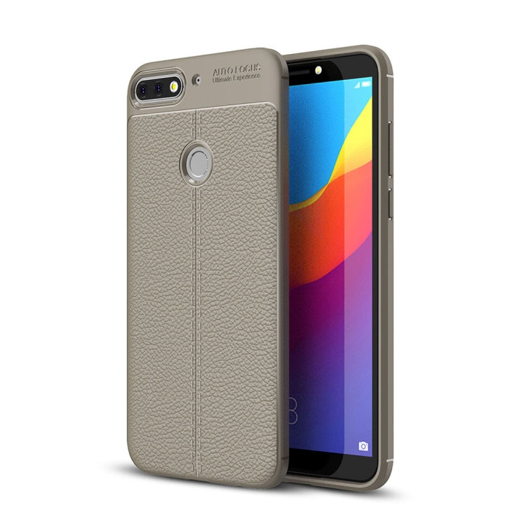 For Huawei Honor Play 7C Litchi Texture Soft TPU Protective Back Cover Case