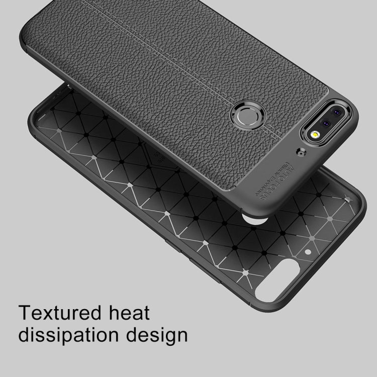 For Huawei Honor Play 7C Litchi Texture Soft TPU Protective Back Cover Case
