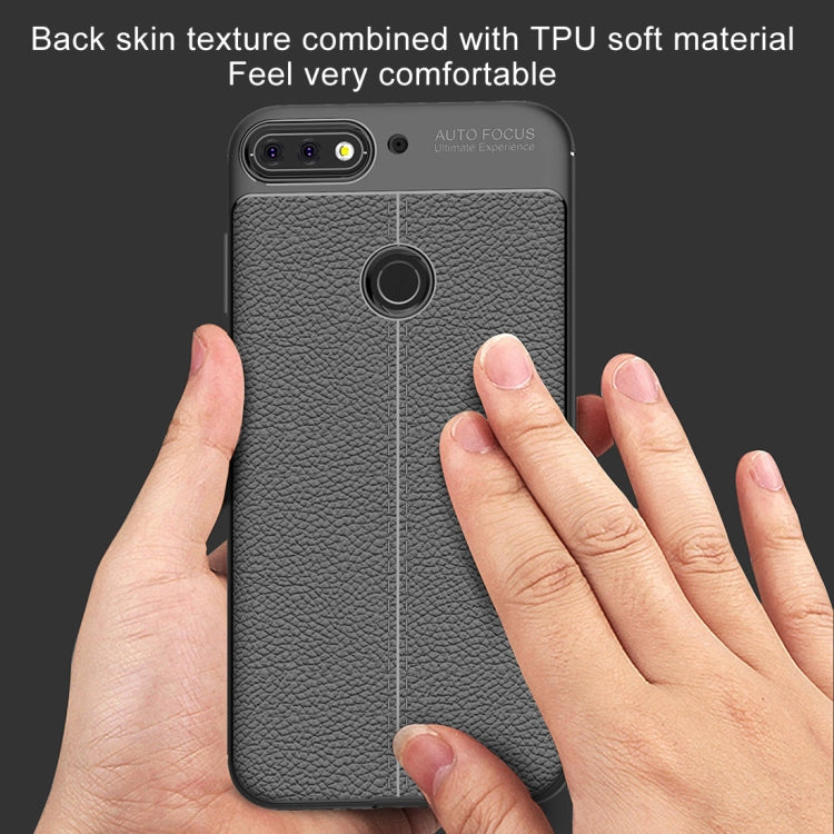 For Huawei Honor Play 7C Litchi Texture Soft TPU Protective Back Cover Case