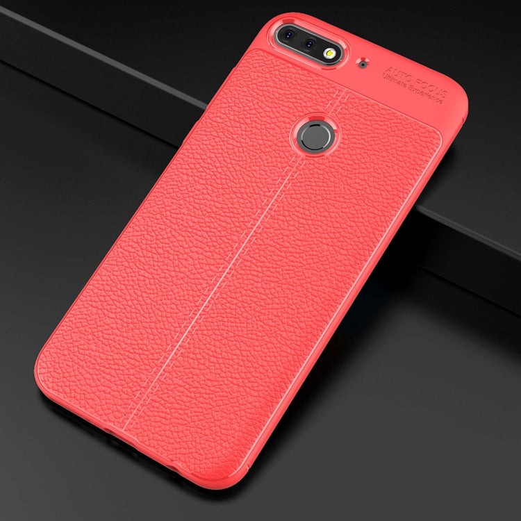 For Huawei Honor Play 7C Litchi Texture Soft TPU Protective Back Cover Case