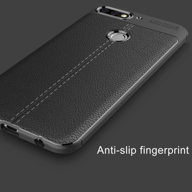For Huawei Honor Play 7C Litchi Texture Soft TPU Protective Back Cover Case