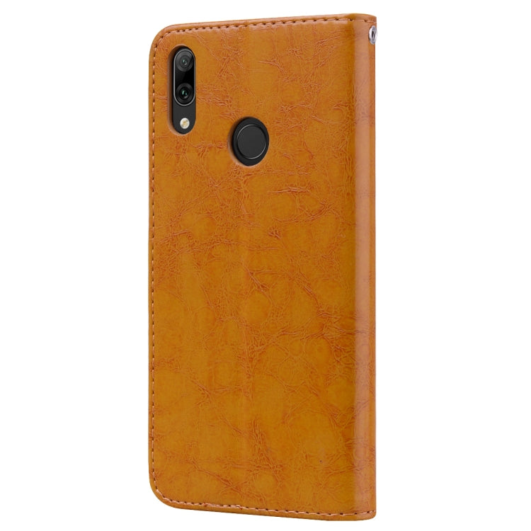 Business Style Oil Wax Texture Horizontal Flip Leather Case for Huawei Y7 (2019), with Holder & Card Slots & Wallet