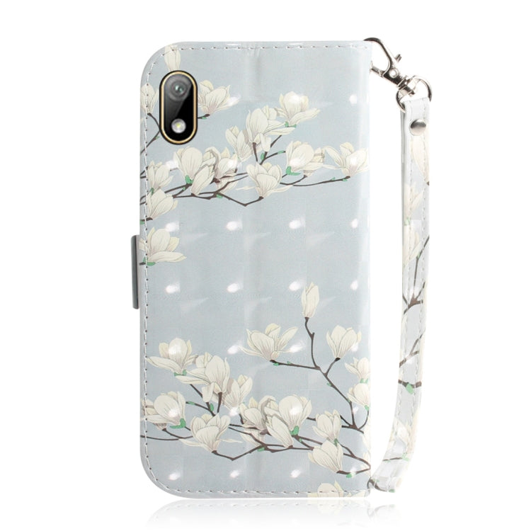 3D Colored Drawing Magnolia Pattern Horizontal Flip Leather Case for Huawei Y5 (2019) / Honor 8s, with Holder & Card Slots & Wallet