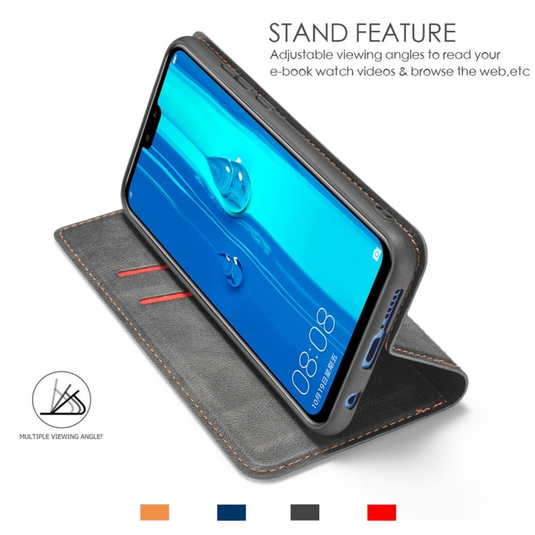 Retro Simple Ultra-thin Magnetic Horizontal Flip Leather Case for Huawei P Smart (2019), with Holder & Card Slots & Lanyard