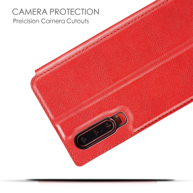 Retro Simple Ultra-thin Magnetic Horizontal Flip Leather Case for Huawei P30, with Holder & Card Slots & Lanyard