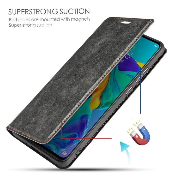 Retro Simple Ultra-thin Magnetic Horizontal Flip Leather Case for Huawei P30 Pro, with Holder & Card Slots & Lanyard