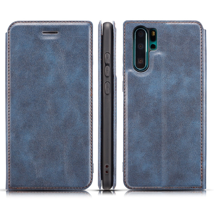 Retro Simple Ultra-thin Magnetic Horizontal Flip Leather Case for Huawei P30 Pro, with Holder & Card Slots & Lanyard