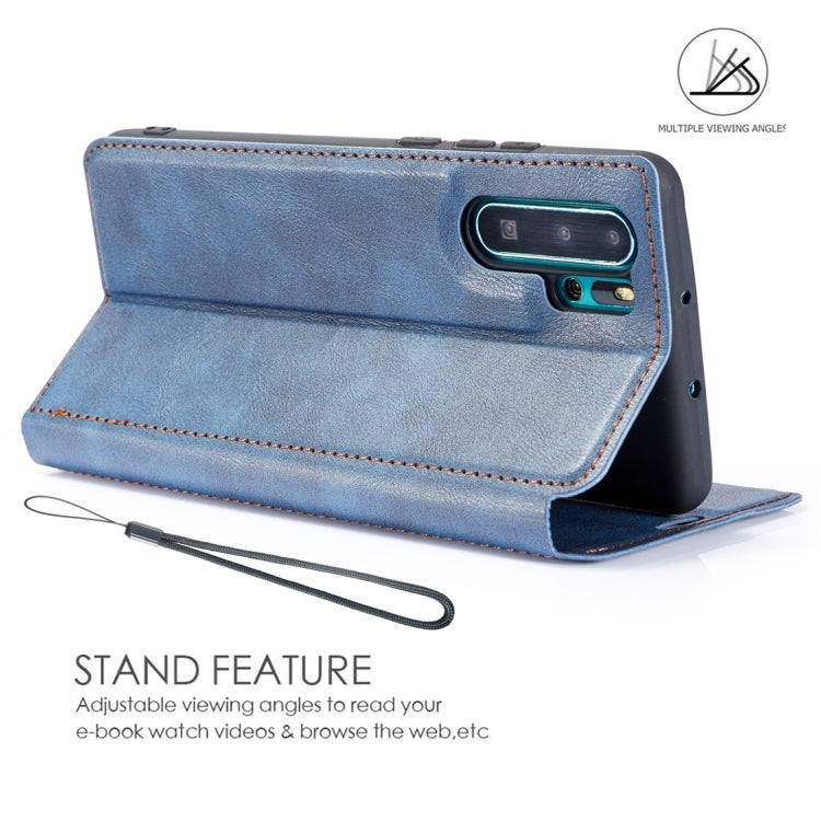 Retro Simple Ultra-thin Magnetic Horizontal Flip Leather Case for Huawei P30 Pro, with Holder & Card Slots & Lanyard