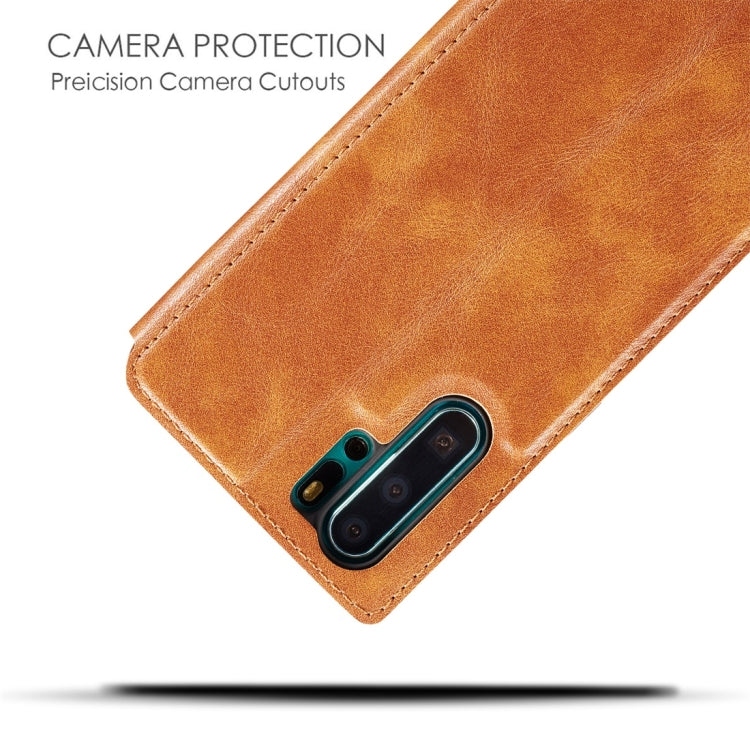 Retro Simple Ultra-thin Magnetic Horizontal Flip Leather Case for Huawei P30 Pro, with Holder & Card Slots & Lanyard