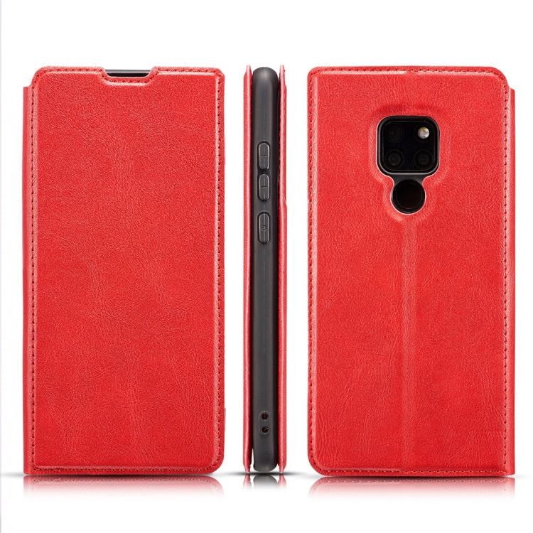 Retro Simple Ultra-thin Magnetic Horizontal Flip Leather Case for Huawei Mate 20, with Holder & Card Slots & Lanyard