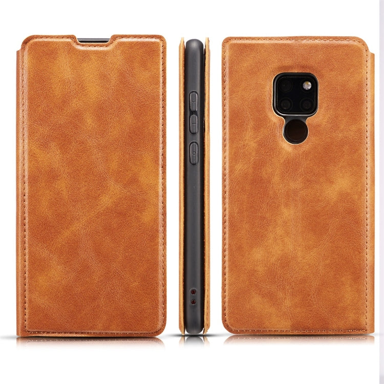 Retro Simple Ultra-thin Magnetic Horizontal Flip Leather Case for Huawei Mate 20, with Holder & Card Slots & Lanyard