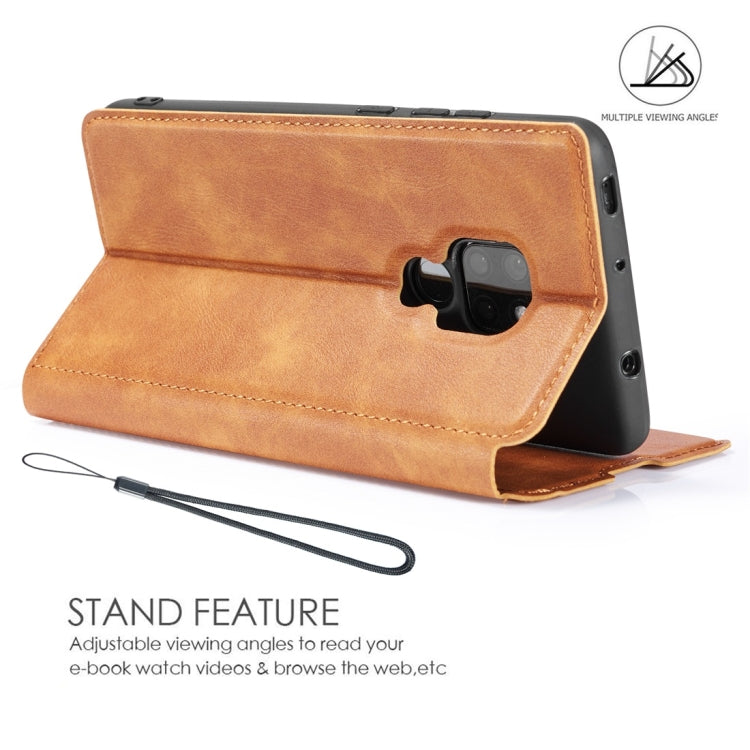 Retro Simple Ultra-thin Magnetic Horizontal Flip Leather Case for Huawei Mate 20, with Holder & Card Slots & Lanyard