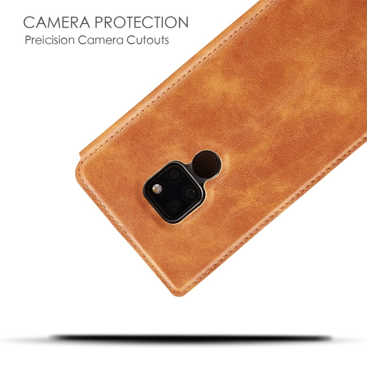 Retro Simple Ultra-thin Magnetic Horizontal Flip Leather Case for Huawei Mate 20, with Holder & Card Slots & Lanyard