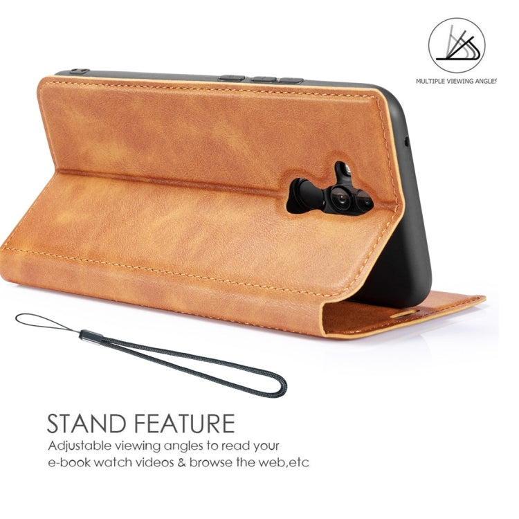 Retro Simple Ultra-thin Magnetic Horizontal Flip Leather Case for Huawei Mate 20 Lite / Maimang 7, with Holder & Card Slots & Lanyard