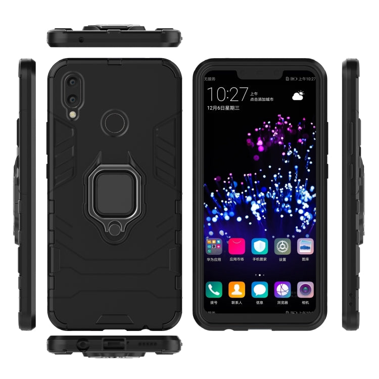 PC + TPU Shockproof Protective Case for Huawei Nova 3i, with Magnetic Ring Holder (Black)