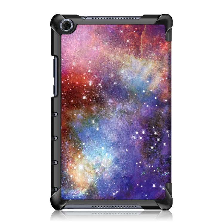 Galaxy Pattern Colored Drawing Horizontal Flip Leather Case for Huawei MediaPad M5 Lite 8.0 inch, with Three-folding Holder
