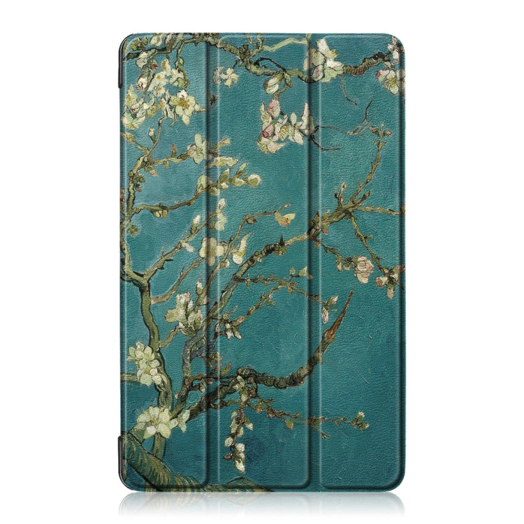 Apricot Pattern Colored Drawing Horizontal Flip Leather Case for Huawei MediaPad M5 Lite 8.0 inch, with Three-folding Holder