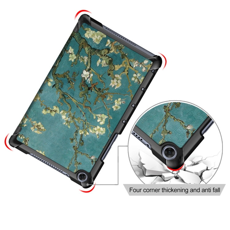 Apricot Pattern Colored Drawing Horizontal Flip Leather Case for Huawei MediaPad M5 Lite 8.0 inch, with Three-folding Holder