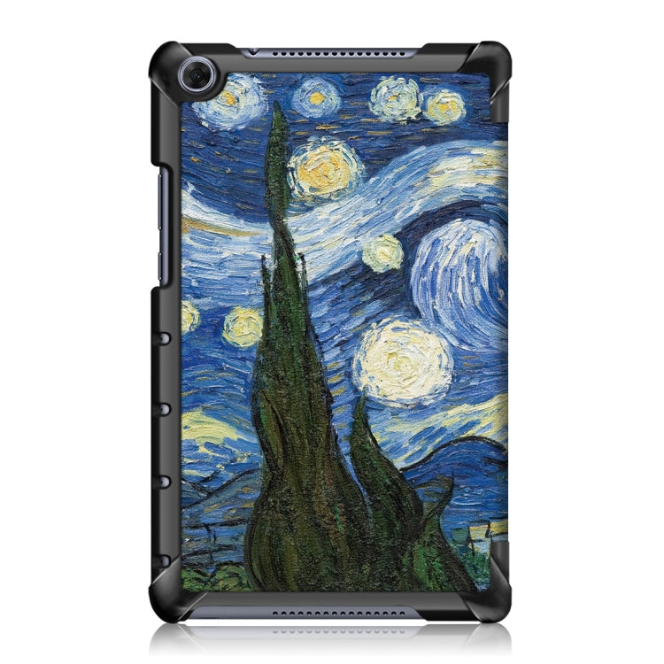 Starry Sky Pattern Colored Drawing Horizontal Flip Leather Case for Huawei MediaPad M5 Lite 8.0 inch, with Three-folding Holder