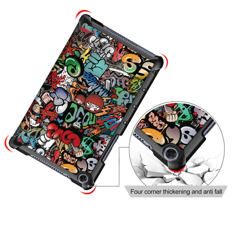 Graffiti Pattern Colored Drawing Horizontal Flip Leather Case for Huawei MediaPad M5 Lite 8.0 inch, with Three-folding Holder