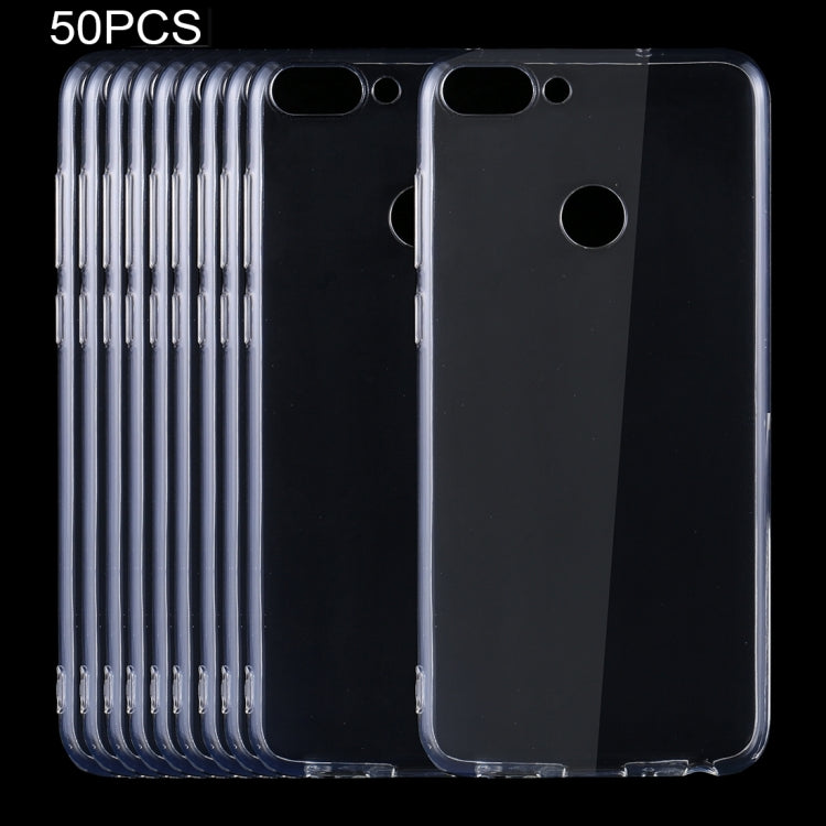 50 PCS for Huawei Enjoy 7S / P Smart 0.75mm Ultra-thin Transparent TPU Protective Case