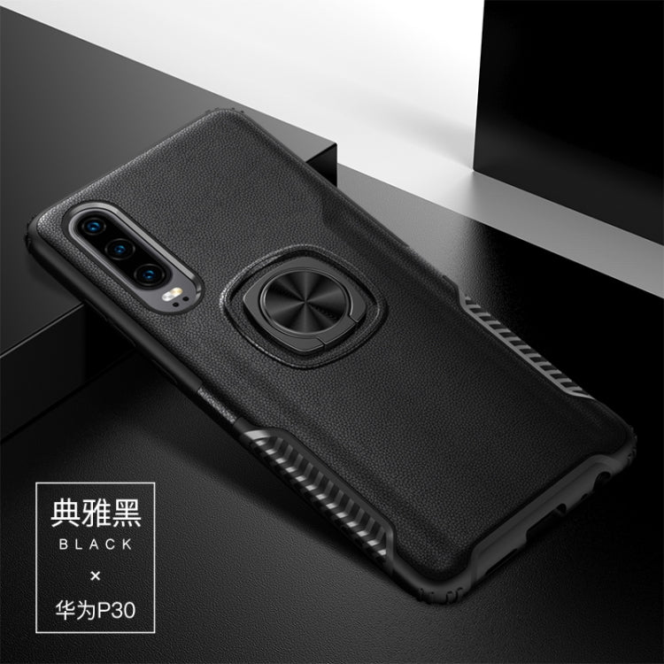 Shockproof Car Magnetic Case with 360 Degree Gold Armor Ring for Huawei P30