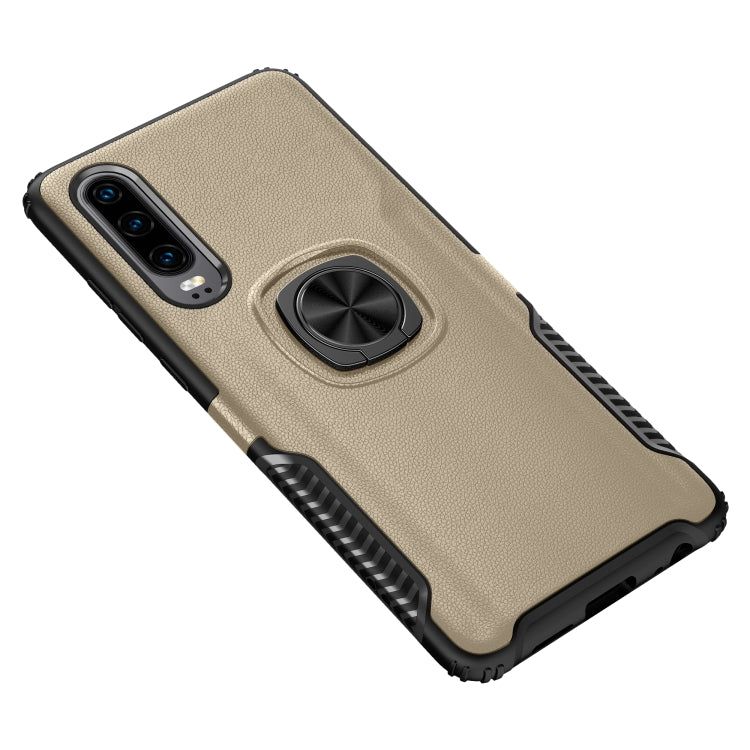 Shockproof Car Magnetic Case with 360 Degree Gold Armor Ring for Huawei P30