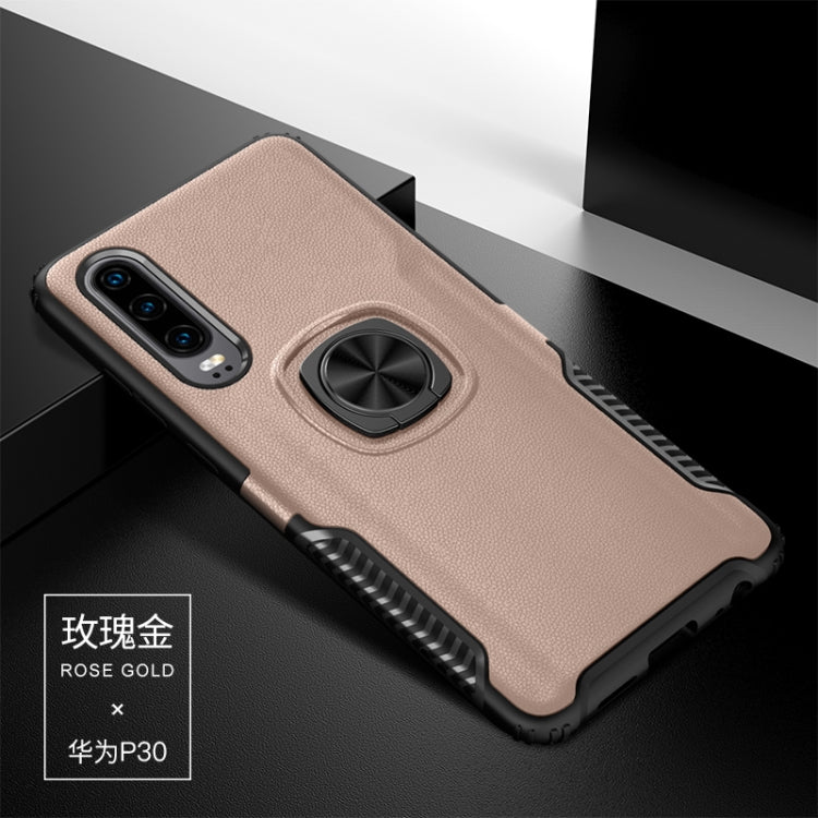 Shockproof Car Magnetic Case with 360 Degree Gold Armor Ring for Huawei P30