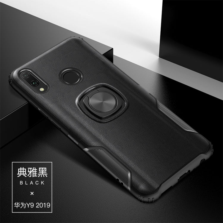 Shockproof Car Magnetic Case with 360 Degree Gold Armor Ring for Huawei Y9 (2019)